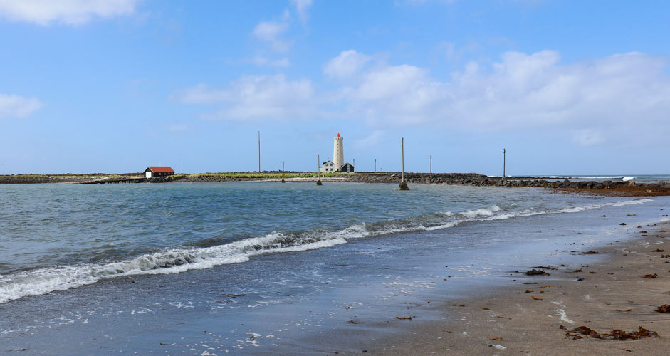 Der Leuchtturm Grótta in Reykjavik